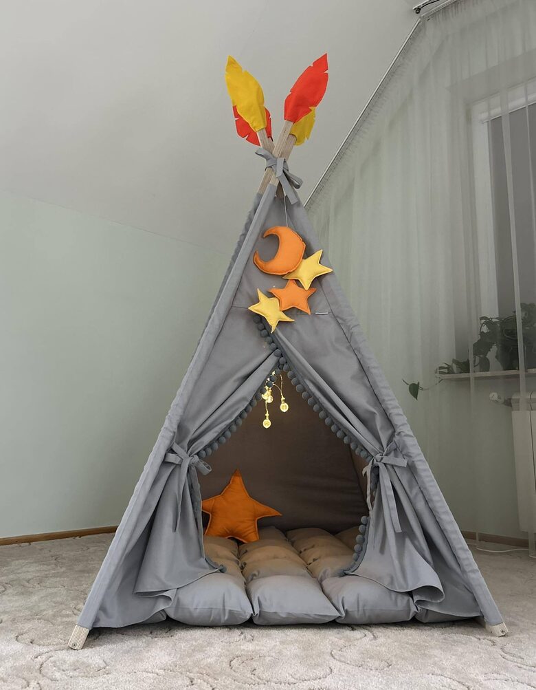 Vigvams bērniem "Skandināvu pelēks ar košumu"