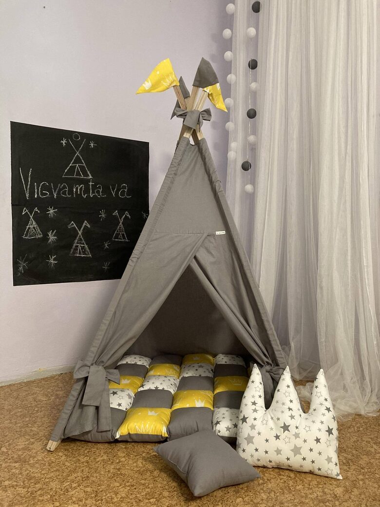 Vigvams bērniem "Pelēcis ar saules staru akcentu" 