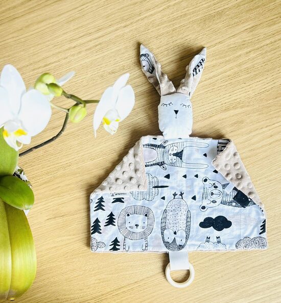 Miega zaķītis no minky flīsa un kokvilnas "Skandināvu noskaņā"